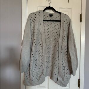 Lauren Michelle Light Gray Open-Knit Cardigan
